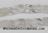 CTW137 15.5 inches 9*20mm twisted trihedron white crystal beads