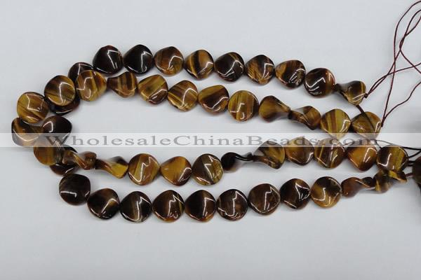 CTW14 15.5 inches 16mm twisted coin yellow tiger eye beads wholesale