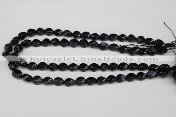 CTW146 15.5 inches 8*11mm twisted rice blue goldstone beads