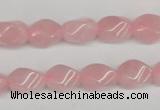 CTW148 15.5 inches 8*11mm twisted rice rose quartz beads