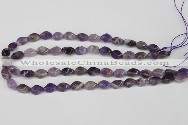 CTW154 15.5 inches 8*15mm twisted rice amethyst gemstone beads