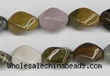 CTW159 15.5 inches 10*15mm twisted rice ocean agate gemstone beads