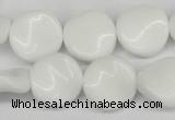 CTW18 15.5 inches 16mm twisted coin white agate beads wholesale