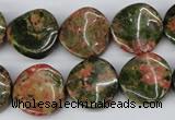 CTW26 15.5 inches 16mm twisted coin unakite gemstone beads wholesale