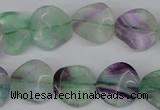 CTW30 15.5 inches 16mm twisted coin fluorite beads wholesale