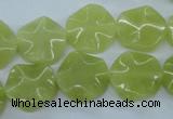 CTW300 15.5 inches 16mm wavy coin olive jade gemstone beads