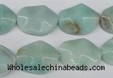 CTW301 15.5 inches 15*20mm wavy oval amazonite gemstone beads