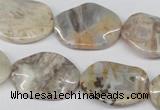 CTW303 15.5 inches 18*25mm wavy oval bamboo leaf agate beads