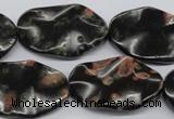 CTW304 15.5 inches 18*25mm wavy oval red & green dalmation jasper beads