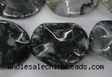 CTW311 15.5 inches 25*30mm wavy oval Indian agate gemstone beads