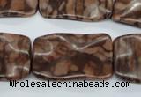 CTW324 15.5 inches 20*30mm wavy rectangle red line jasper beads