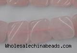 CTW350 15.5 inches 16*16mm twisted square rose quartz beads