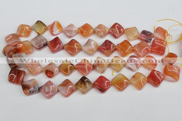 CTW36 15.5 inches 15*15mm twisted diamond agate gemstone beads