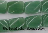 CTW373 15.5 inches 15*20mm twisted rectangle green aventurine beads