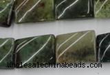 CTW378 15.5 inches 15*20mm twisted rectangle moss agate beads