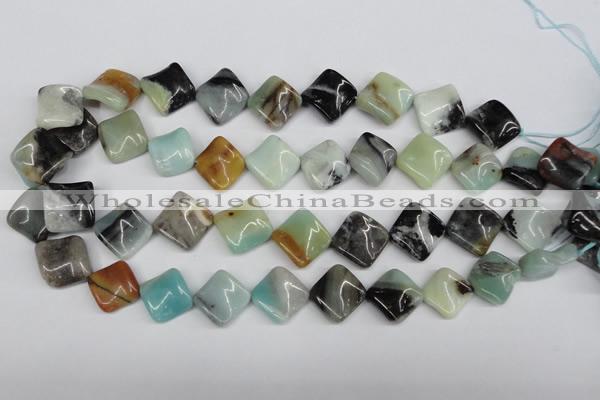 CTW38 15.5 inches 15*15mm twisted diamond amazonite beads