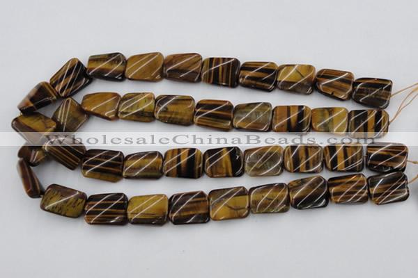 CTW380 15.5 inches 15*20mm twisted rectangle yellow tiger eye beads