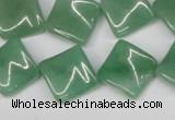 CTW39 15.5 inches 15*15mm twisted diamond green aventurine beads