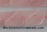 CTW391 15.5 inches 18*25mm twisted rectangle rose quartz beads