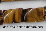 CTW394 15.5 inches 18*25mm twisted rectangle yellow tiger eye beads