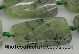 CTW454 20*38mm faceted & twisted rectangle green rutilated quartz beads