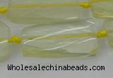 CTW455 20*38mm faceted & twisted rectangle lemon quartz beads