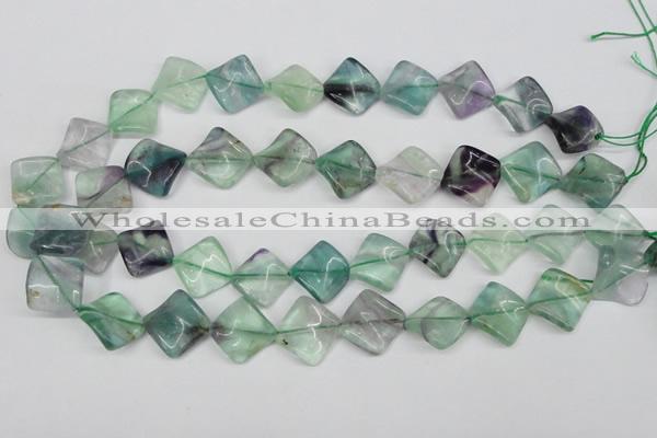 CTW47 15.5 inches 15*15mm twisted diamond fluorite beads