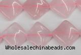 CTW48 15.5 inches 15*15mm twisted diamond rose quartz beads