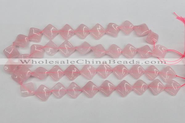 CTW48 15.5 inches 15*15mm twisted diamond rose quartz beads