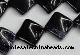 CTW50 15.5 inches 15*15mm twisted diamond blue goldstone beads