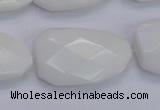 CTW507 15.5 inches 20*30mm faceted & twisted white porcelain beads