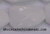 CTW515 15.5 inches 30*40mm faceted & twisted white porcelain beads