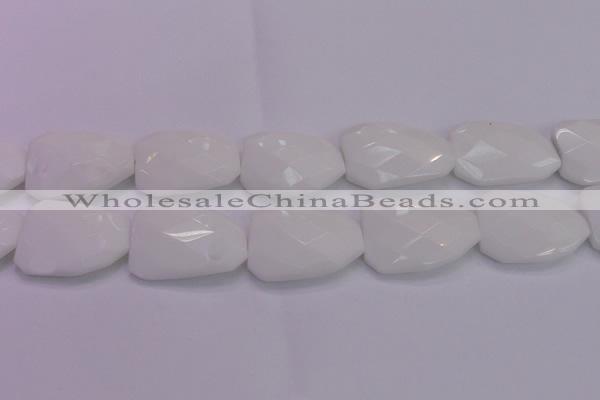 CTW515 15.5 inches 30*40mm faceted & twisted white porcelain beads