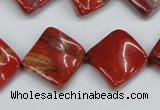 CTW52 15.5 inches 15*15mm twisted diamond red jasper beads