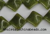 CTW53 15.5 inches 15*15mm twisted diamond jade gemstone beads