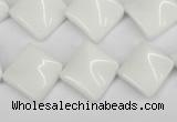 CTW57 15.5 inches 15*15mm twisted diamond white agate beads