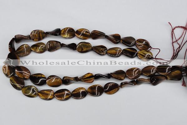 CTW63 15.5 inches 13*18mm twisted oval yellow tiger eye beads