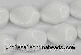 CTW76 15.5 inches 15*20mm twisted oval white agate gemstone beads