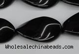 CTW98 15.5 inches 18*30mm twisted oval black agate gemstone beads