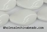 CTW99 15.5 inches 18*30mm twisted oval white agate gemstone beads