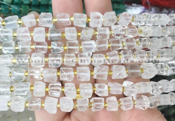 CUBS35 15 inches 6 - 7mm cube white crystal gemstone beads wholesale