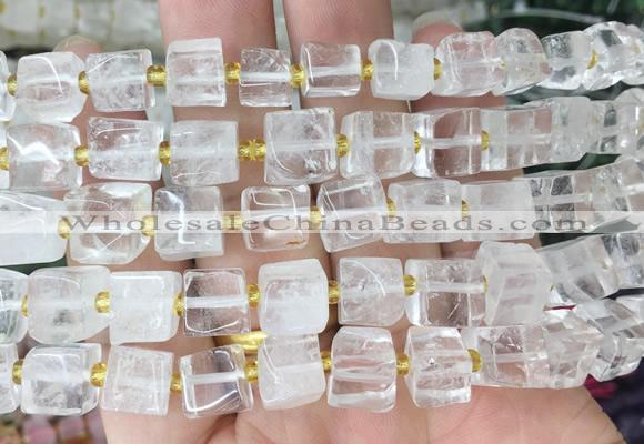 CUBS37 15 inches 8 - 9mm cube white crystal gemstone beads wholesale