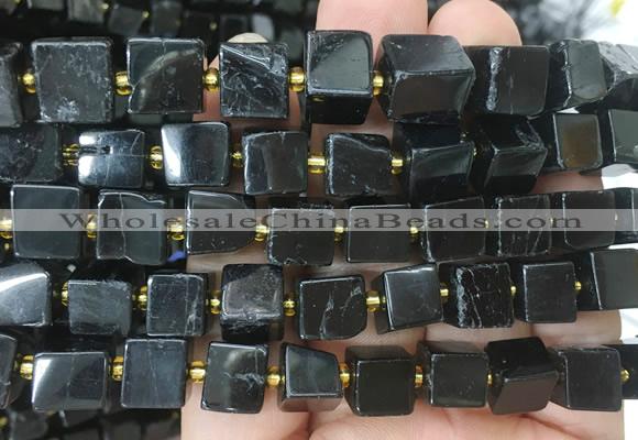 CUBS67 15 inches 8 - 9mm cube black tourmaline gemstone beads wholesale