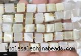 CUBS73 15 inches 8 - 9mm cube white moonstone gemstone beads wholesale