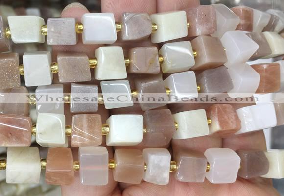 CUBS76 15 inches 8 - 9mm cube colorful moonstone gemstone beads wholesale