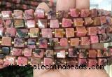 CUBS84 15 inches 7 - 8mm cube rhodonite gemstone beads wholesale