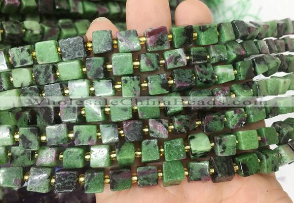 CUBS92 15 inches 6 - 7mm cube ruby zoisite gemstone beads wholesale