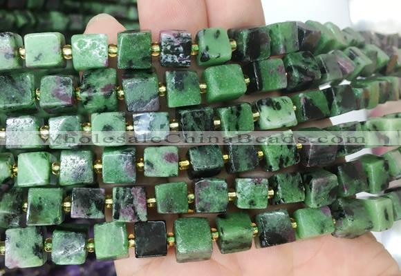 CUBS93 15 inches 7 - 8mm cube ruby zoisite gemstone beads wholesale