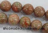 CUG105 15.5 inches 14mm round Chinese unakite beads wholesale