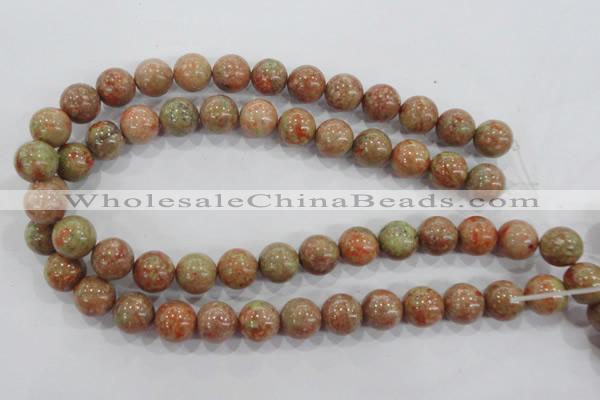 CUG105 15.5 inches 14mm round Chinese unakite beads wholesale